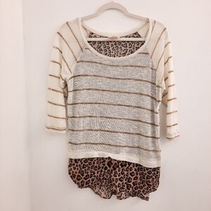 Self Esteem Layered Animal Print Top XL